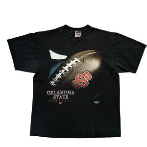 Vintage Red Oak Black T Shirt Oklahoma State Football NCAA Big 12 Size XL USA